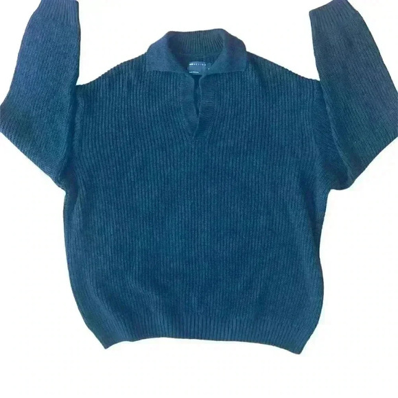 ASOS DESIGN v neck sweater with collar open knit in black size Small - Picture 3 of 12